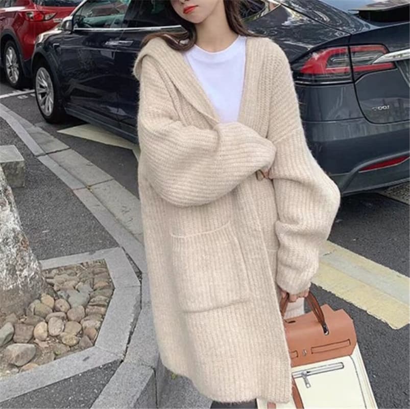 秋冬新作ニットカーディガン体型カバー上品大人女性