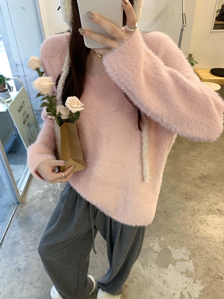 ニット ふわモヘアニットトップス