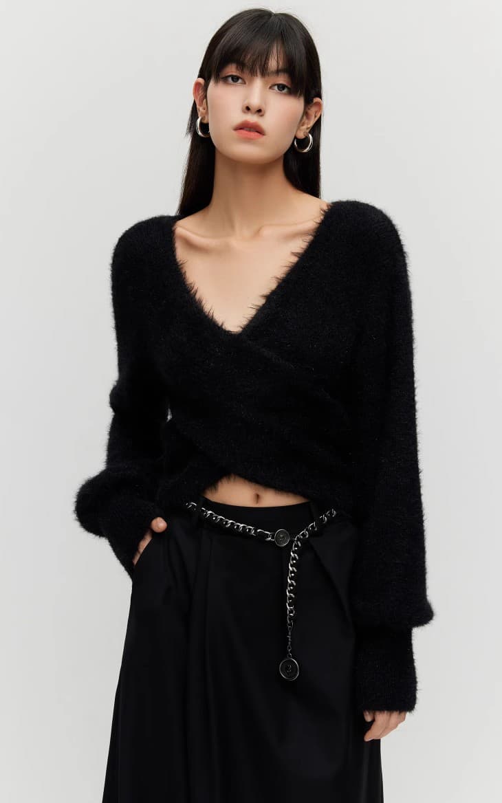 ニット ふわふわカシミア風カシュクールニット