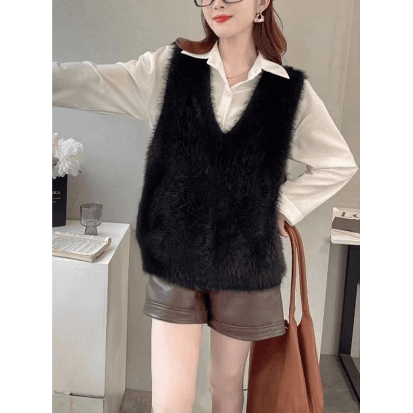 ニット ニット ふわもこ質感シンプルベスト