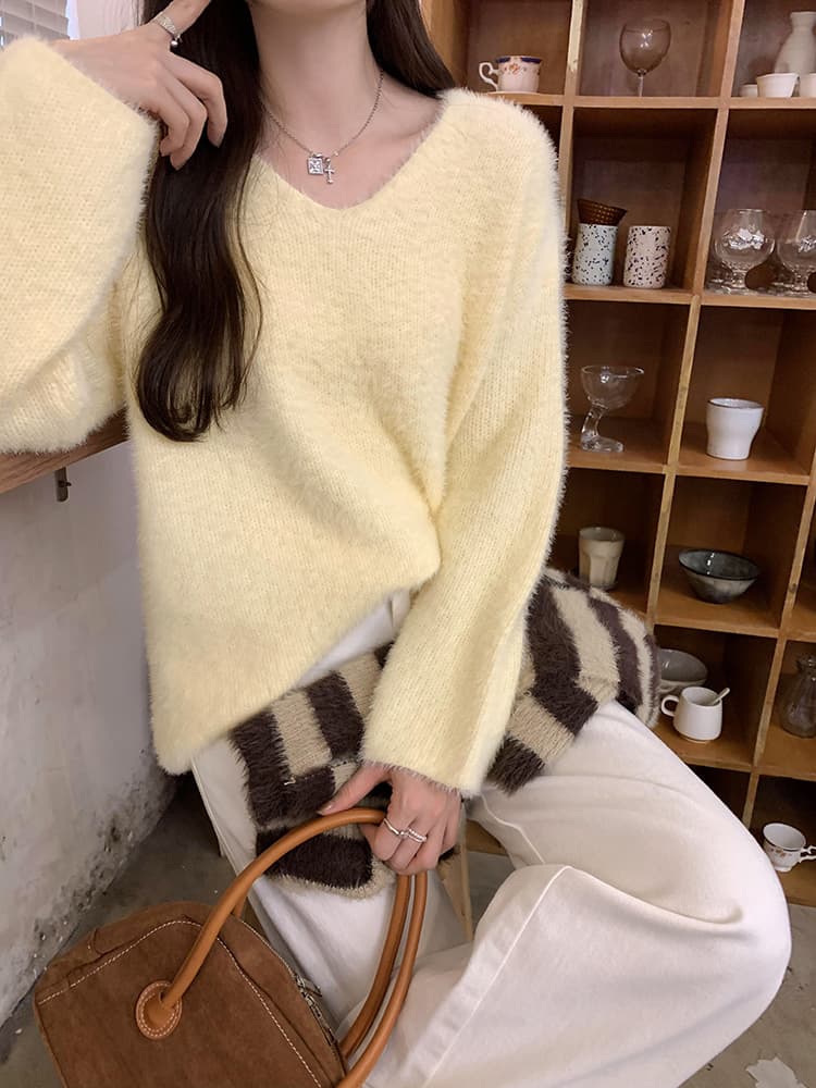 ニット ふわモヘアニットトップス