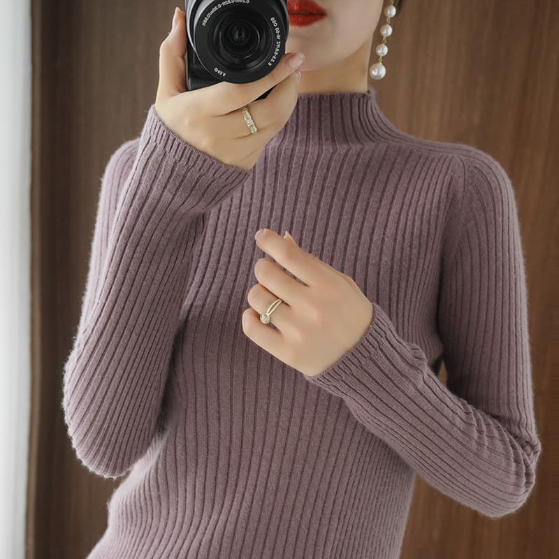 リブ編み立体シルエットニット