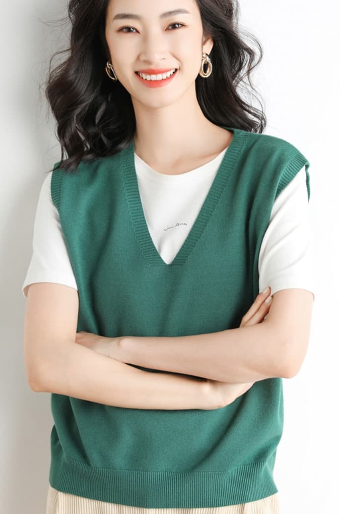 ニット なめらかリブ編みベスト