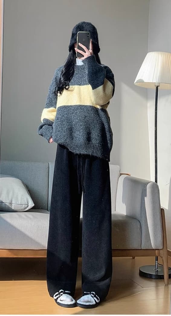 ゆるふわニットロングパンツ