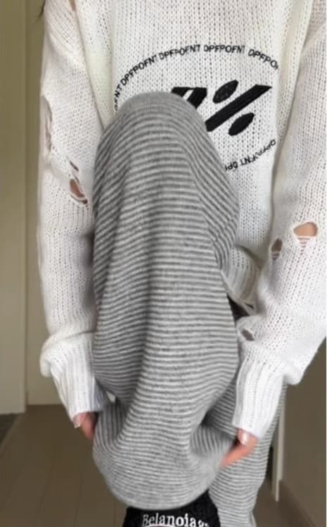 リブ編みリラックスニットパンツ