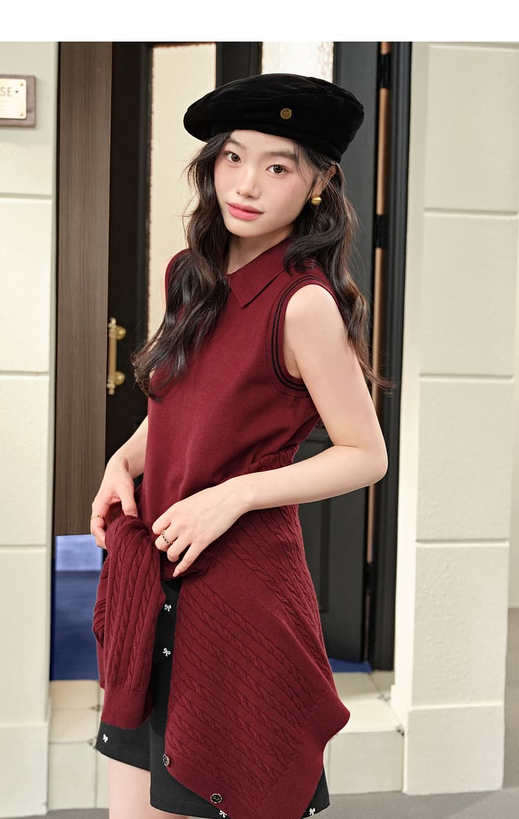優美な学生風ニットセットアップ