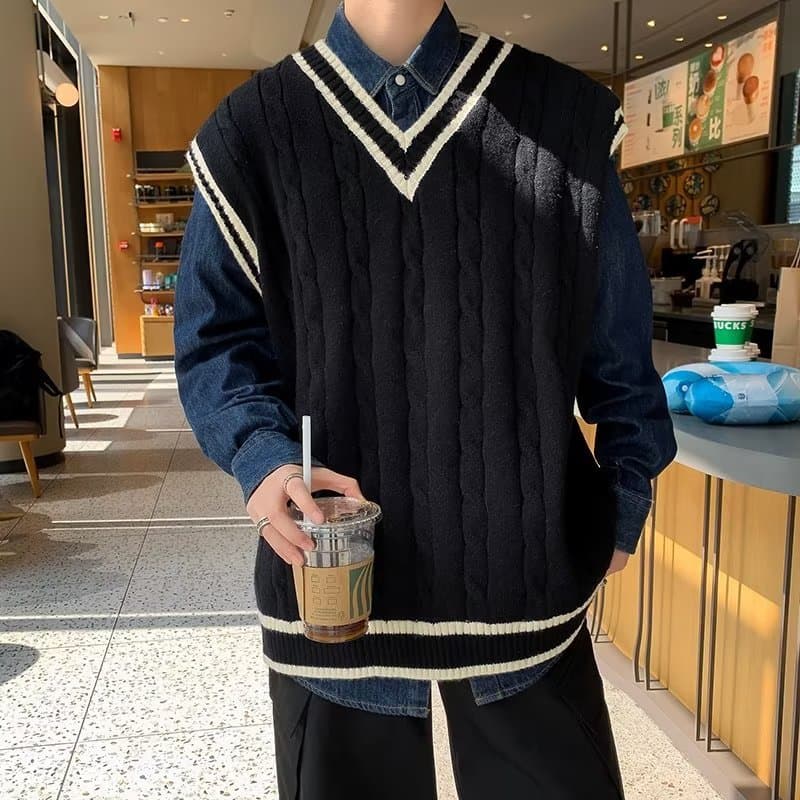学生風クラシックニットベスト