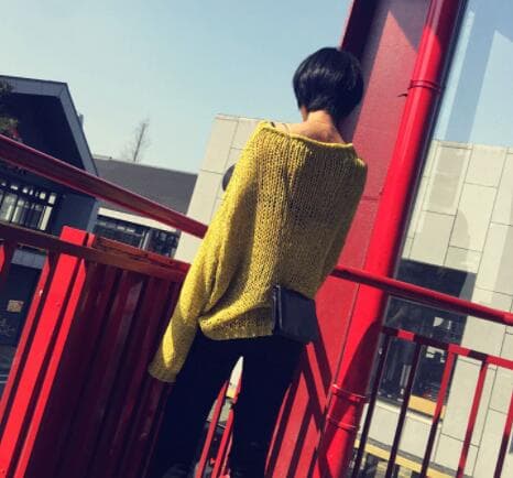 秋冬レディースゆったりメッシュニットセーター