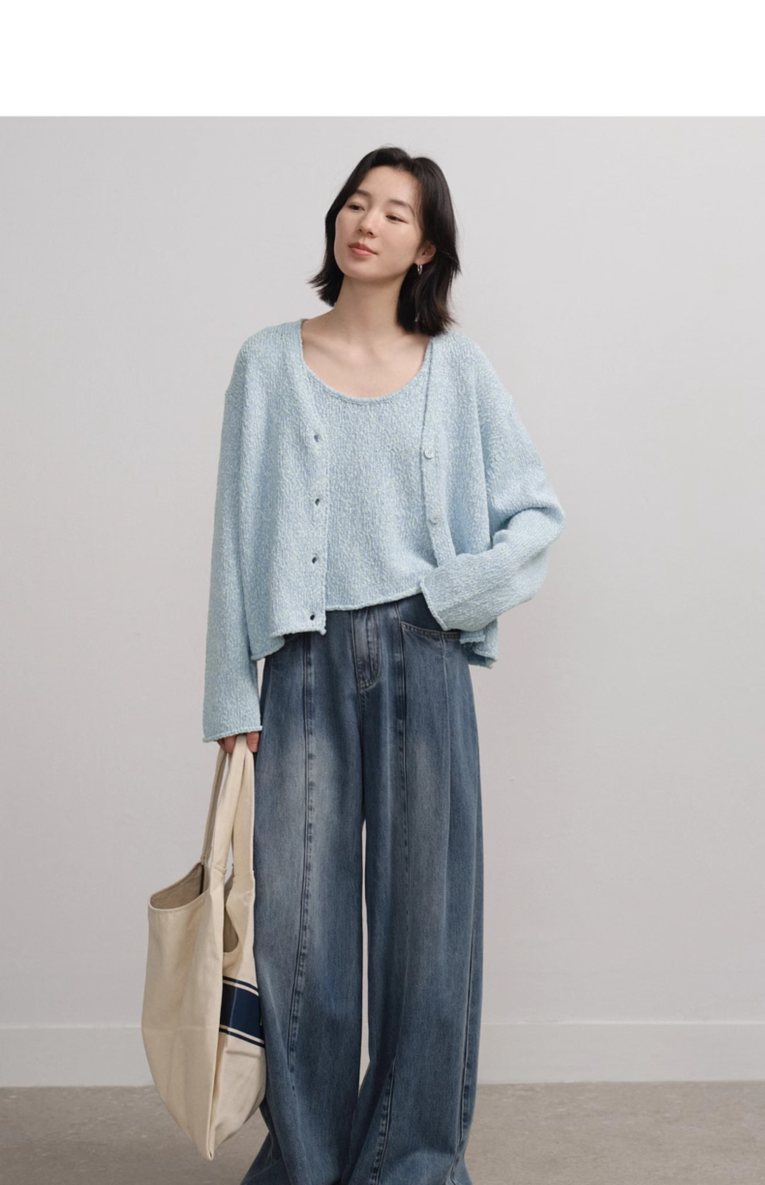 春のニット×ワンピースセットアップ