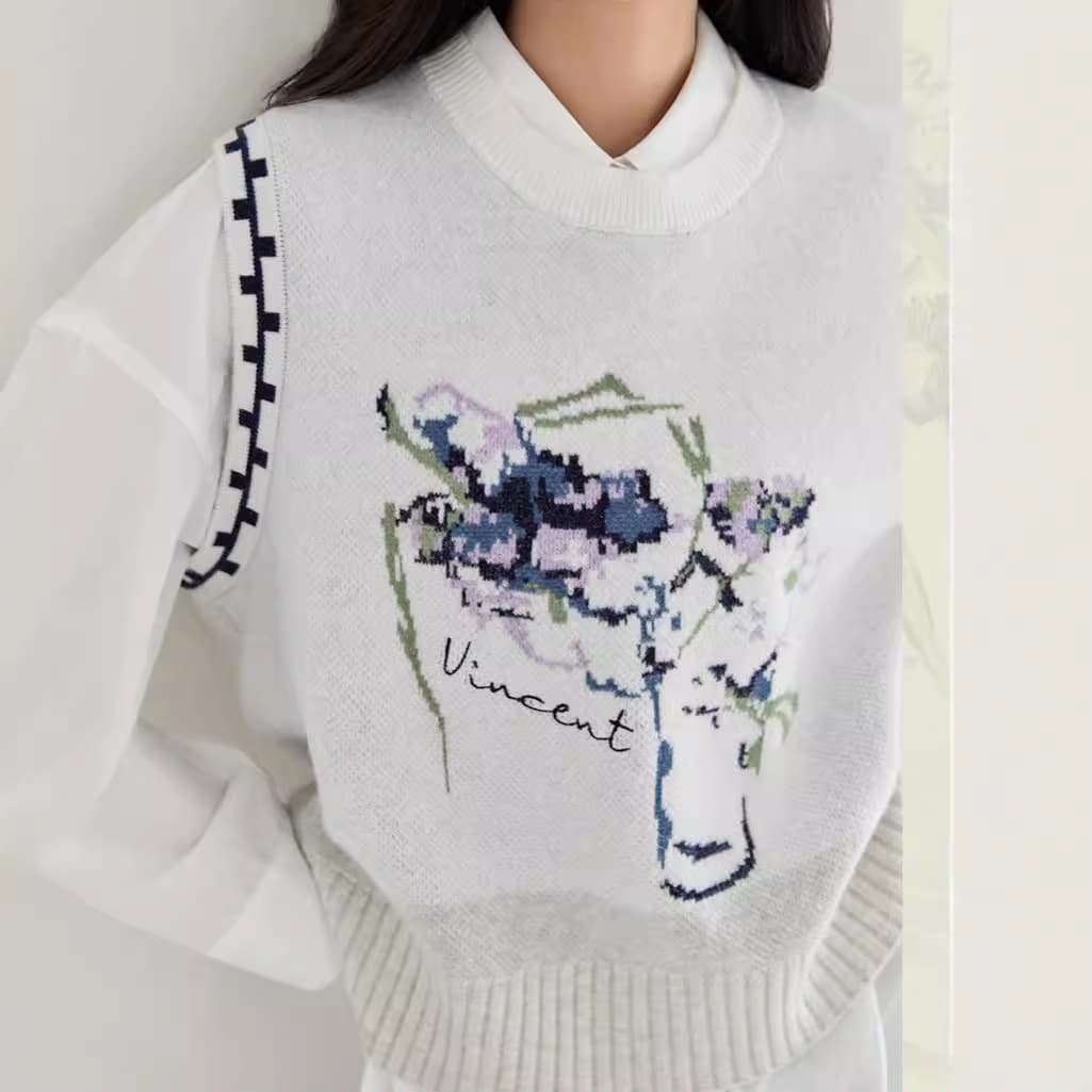 フラワーベース刺繍 サマーニットベスト