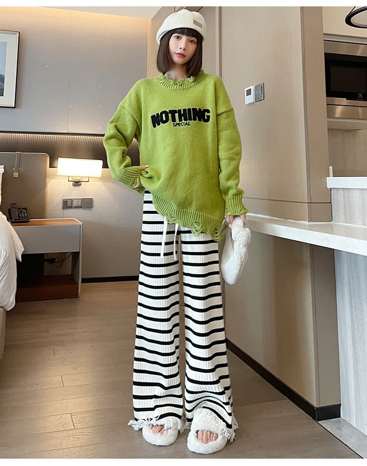 ストライプフリンジニットパンツ