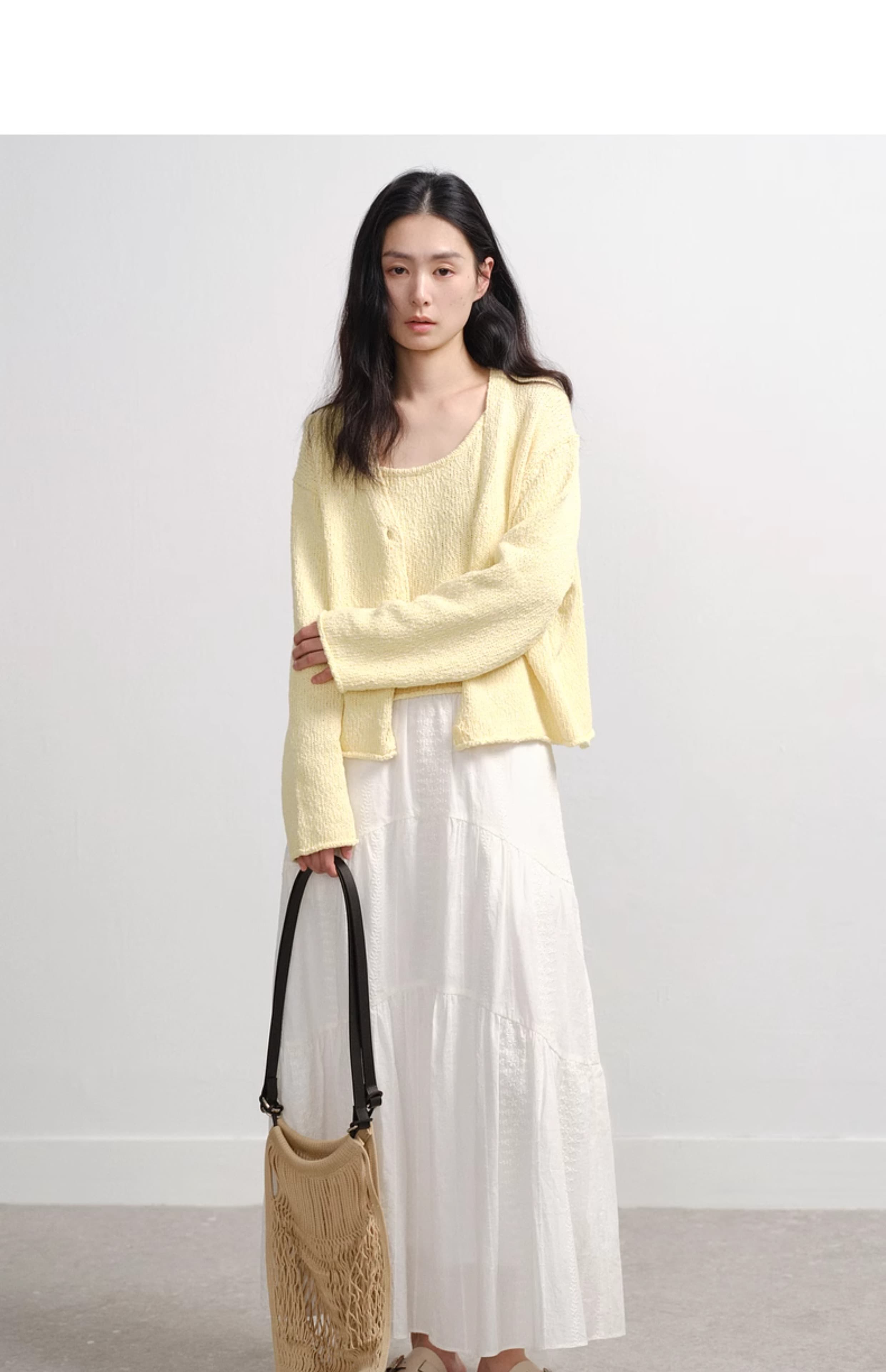 春のニット×ワンピースセットアップ