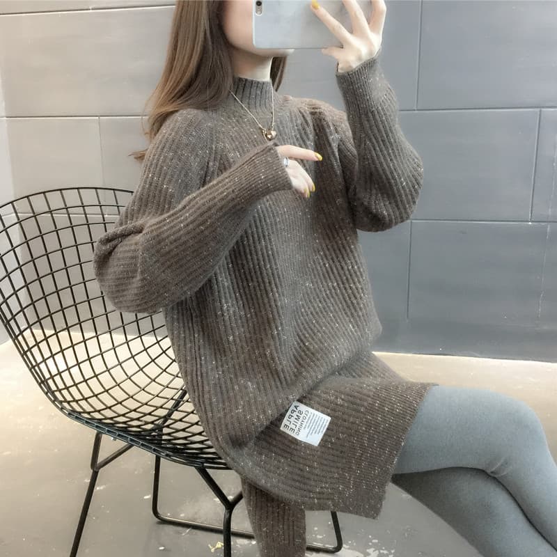 ふんわり優美リブニットワンピース