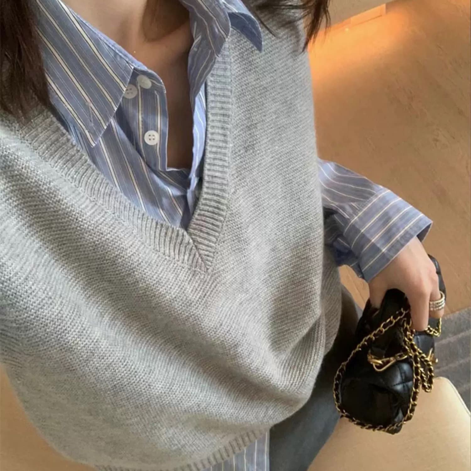 ニット シンプル スクールベスト
