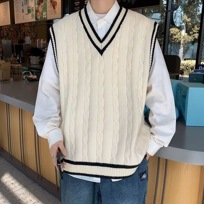 学生風クラシックニットベスト