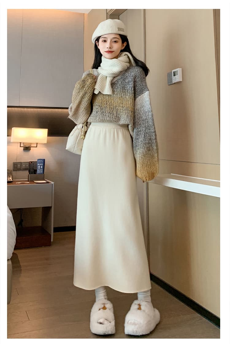 ニット シンプル ロング ニットスカート