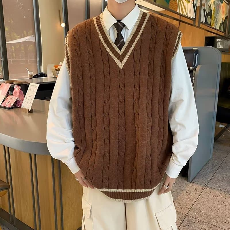 学生風クラシックニットベスト