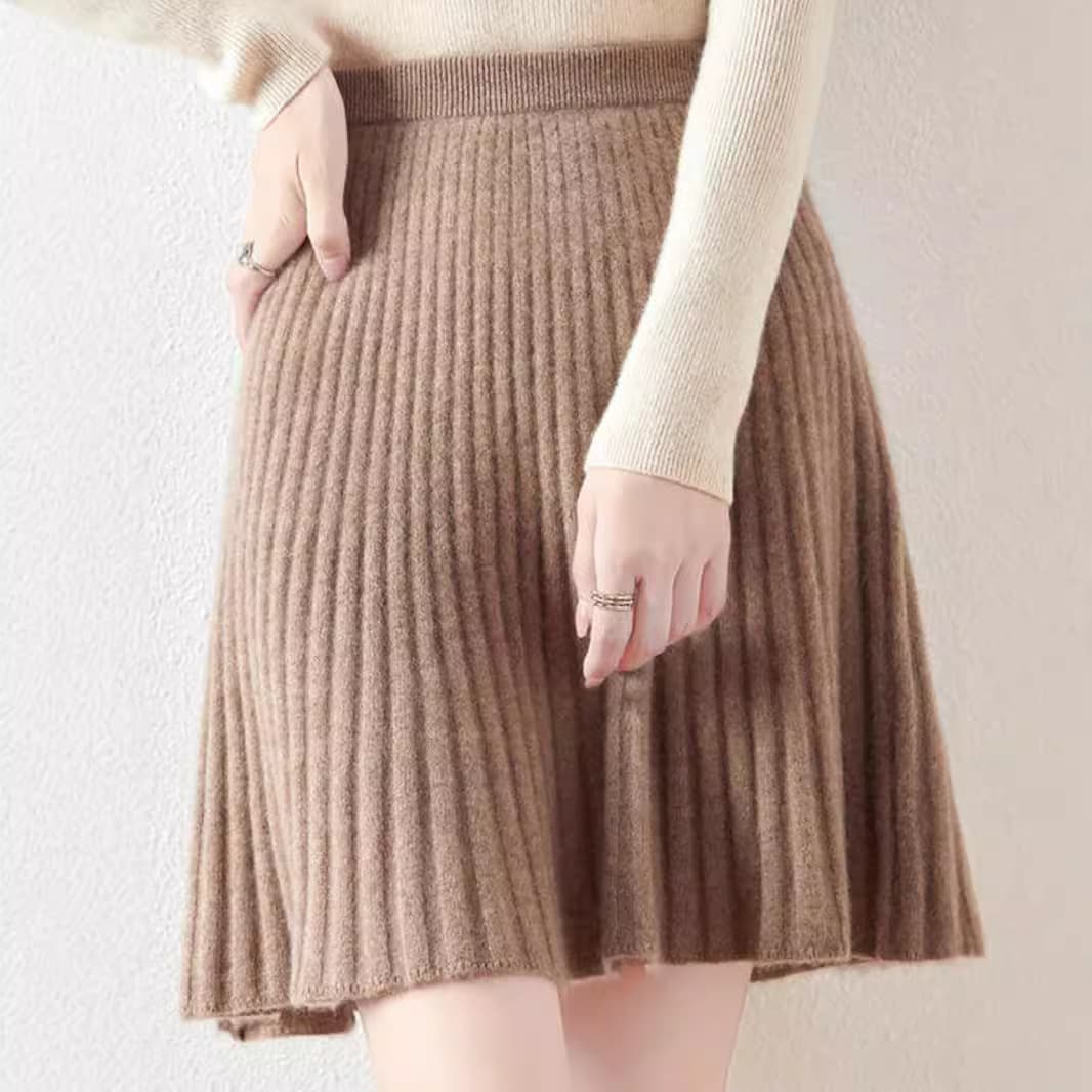 ふんわり上品プリーツニットスカート