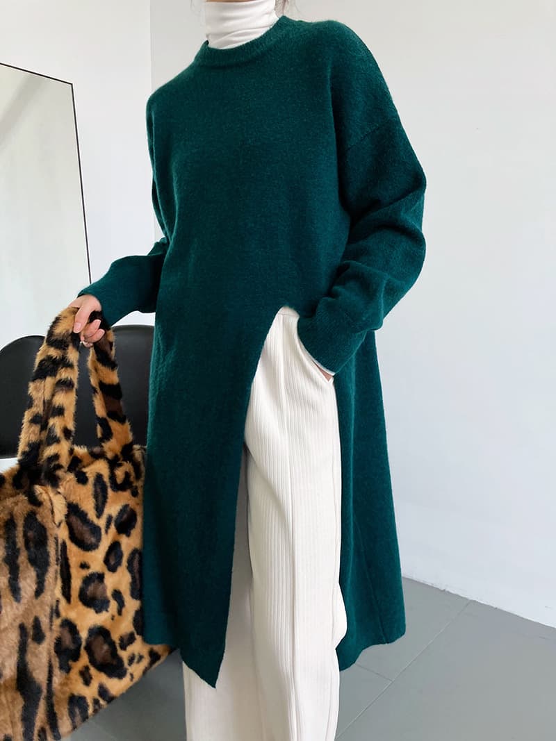 レディース ロング丈ニットセーター 韓国風 4色展開