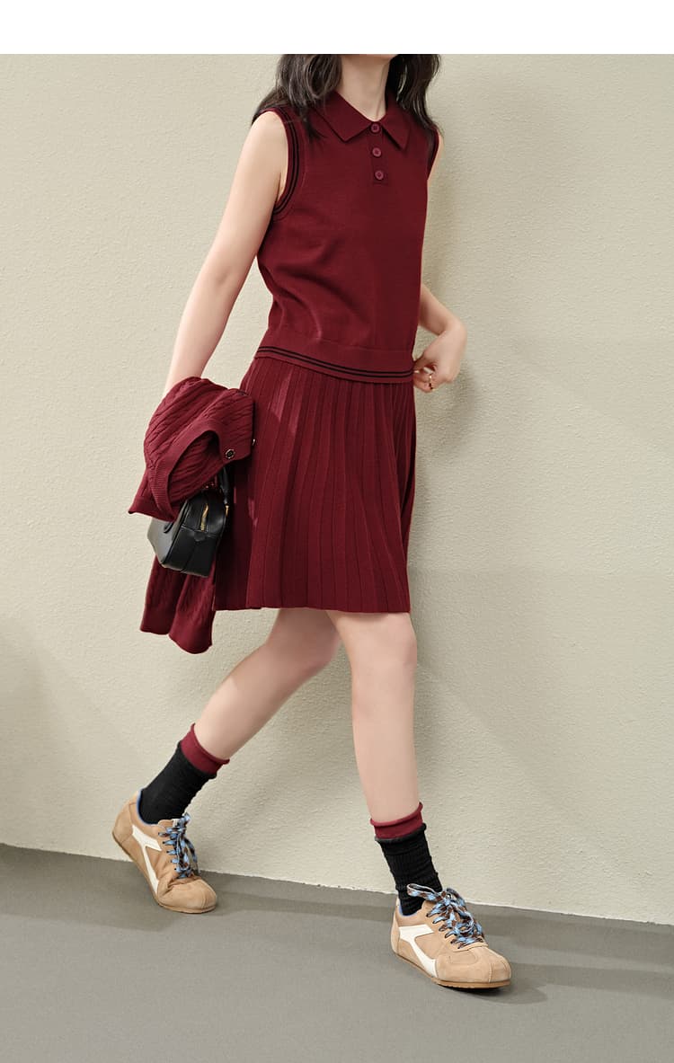 優美な学生風ニットセットアップ