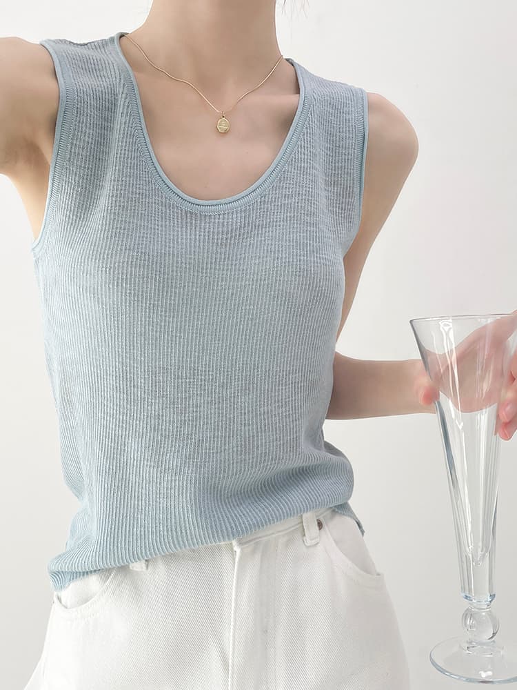 ニット 縦リブ編み柔らか肌触りベスト