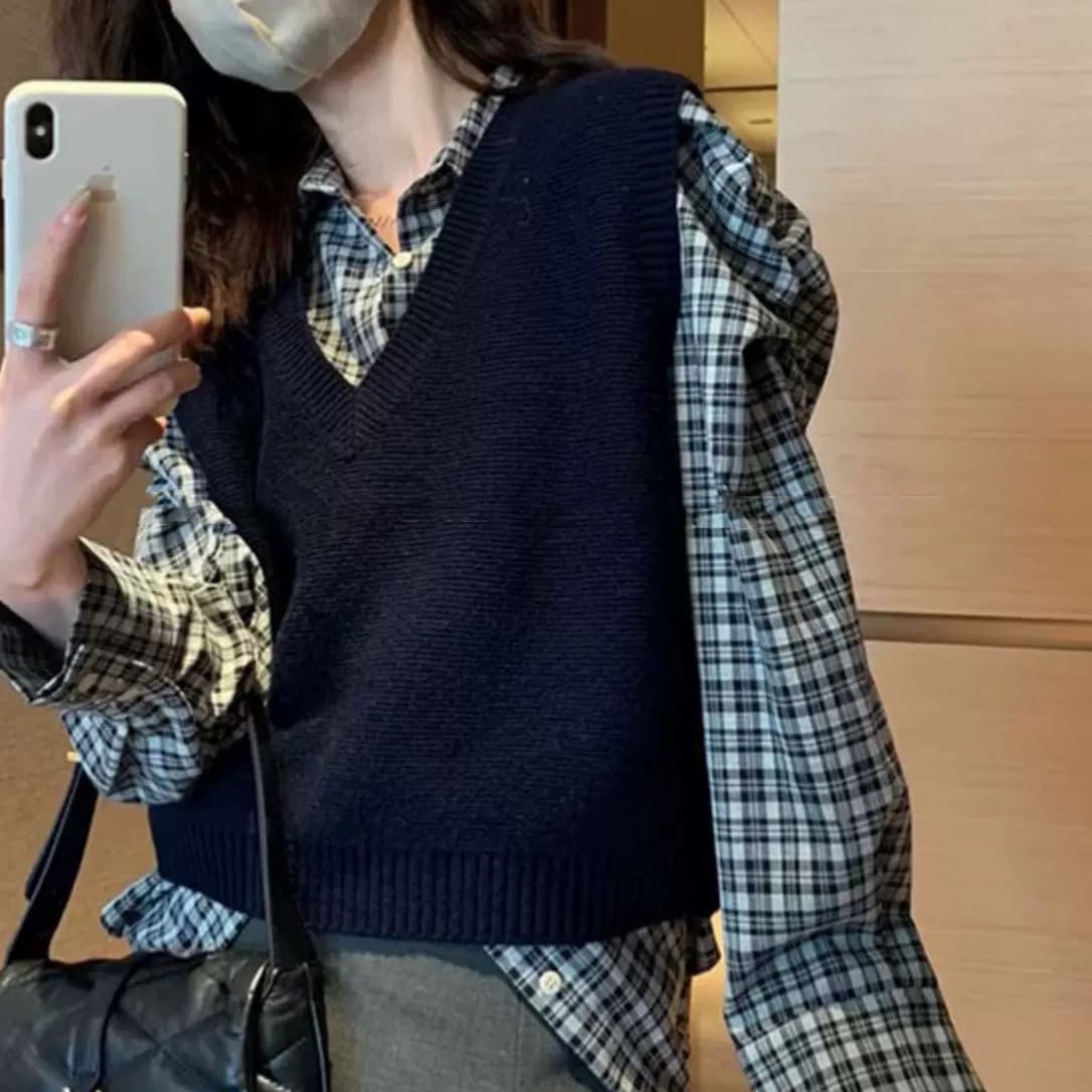 ニット シンプル スクールベスト