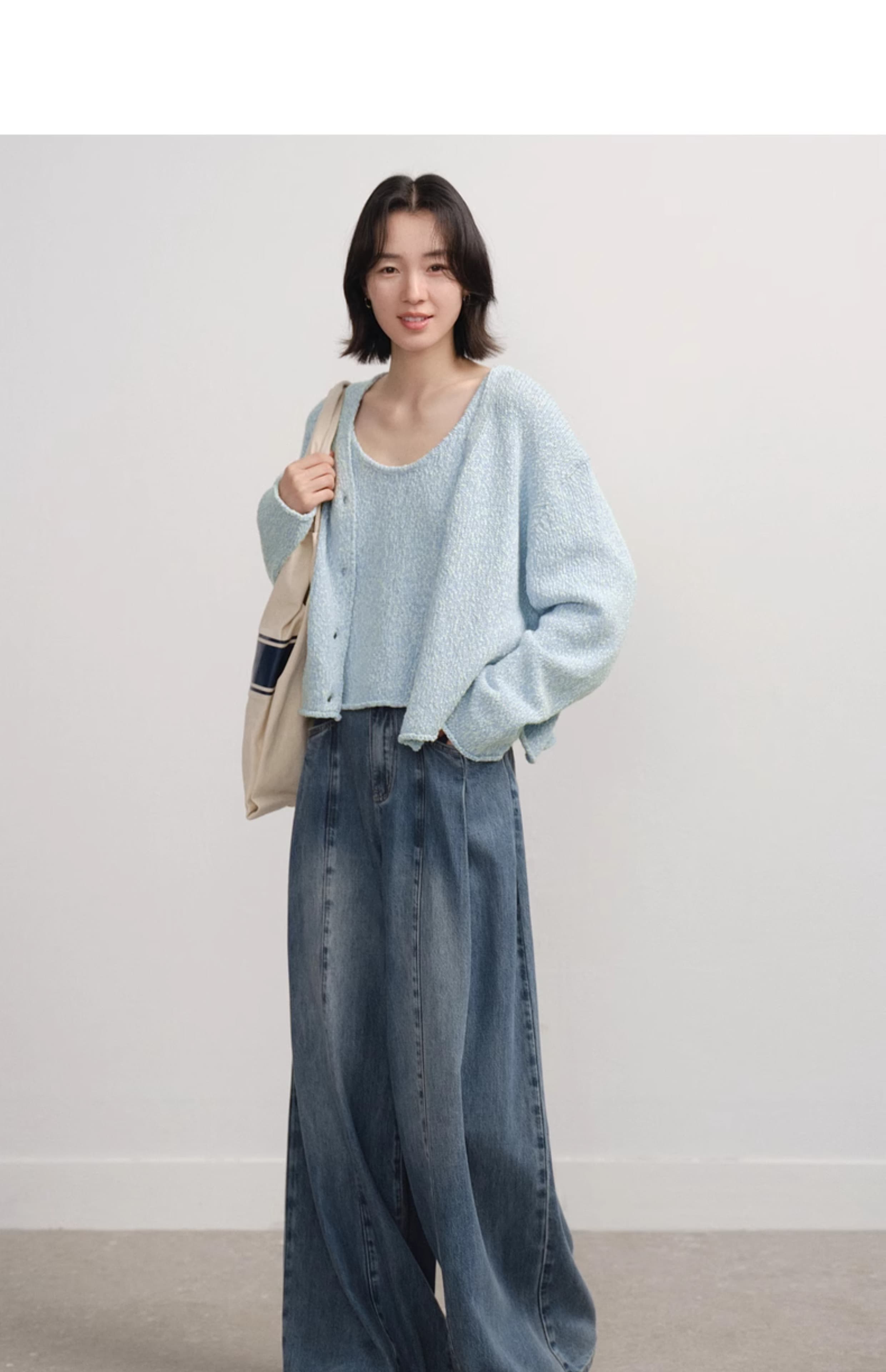 春のニット×ワンピースセットアップ